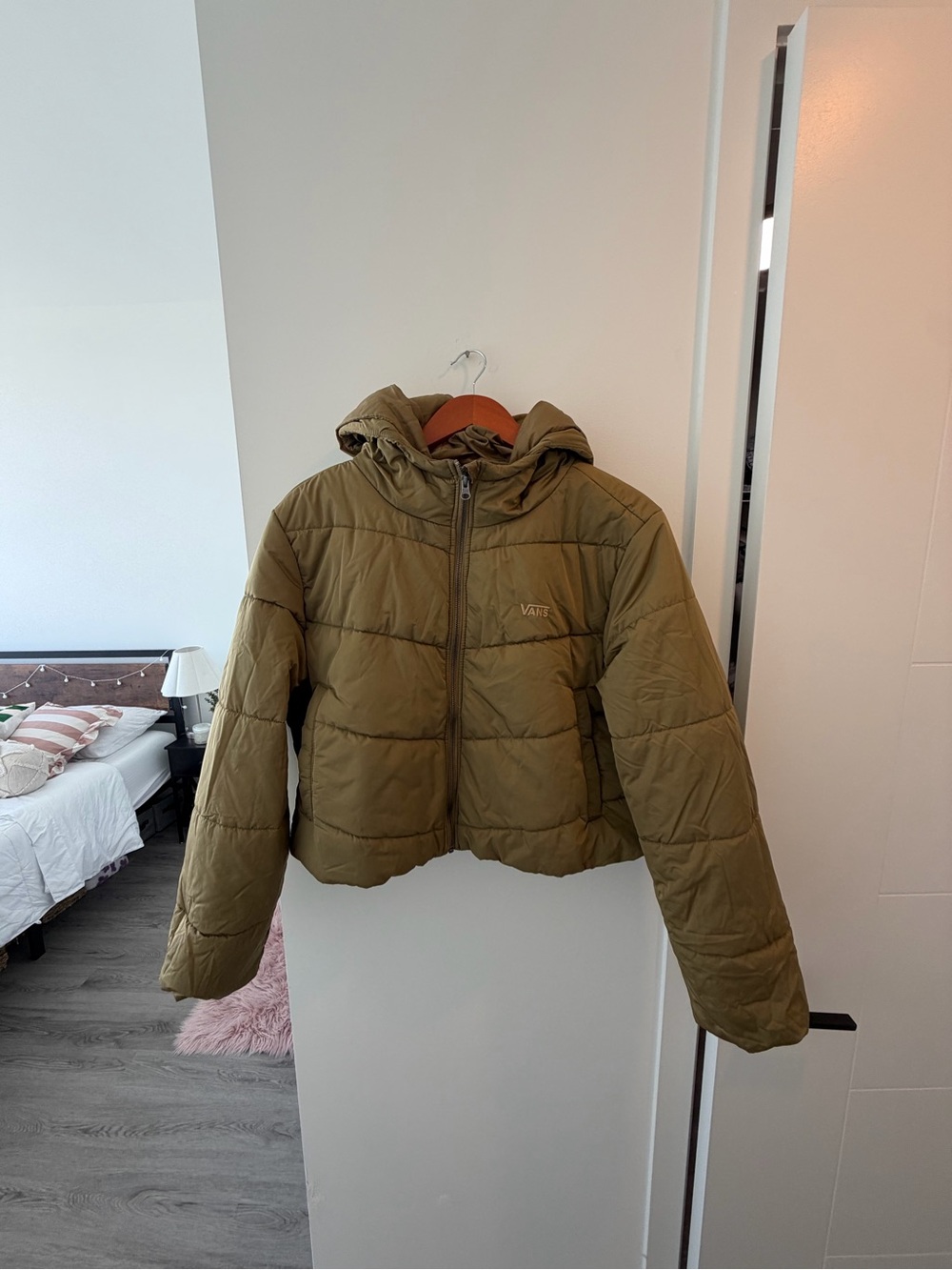 Vans Olive Green Puffer Jacket Hooded XL